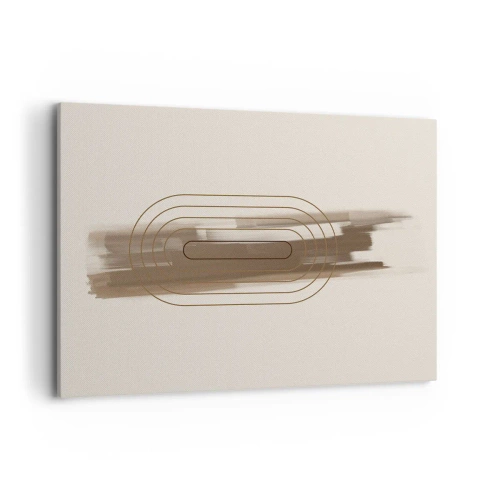 Impression sur toile - Image sur toile - Une composition minimaliste dans les tons beige et gris avec un motif géométrique - 100x70cm - Parfum de gris - Décoration murale moderne pour le salon et la chambre ARTTOR