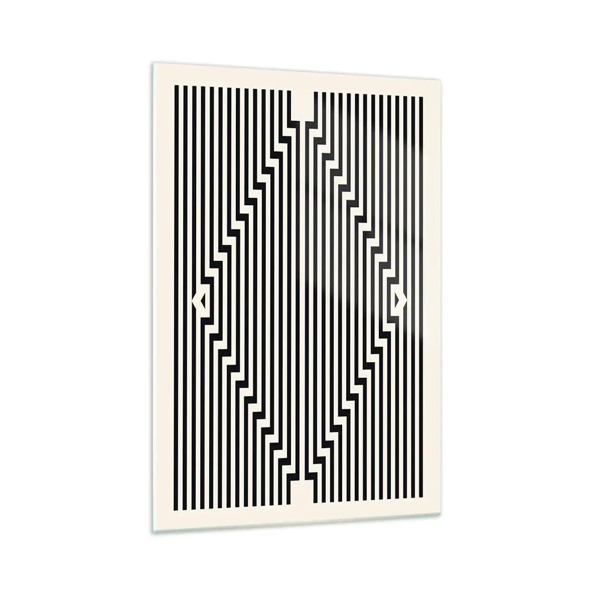 Impression sur verre - Image sur verre - Lignes noires et blanches créant un effet d'illusion géométrique - 70x100cm - Illusion géométrique - Décoration murale moderne pour le salon et la chambre ARTTOR
