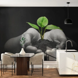 Papier Peint Photo Premium Sand - J'aime la nature, je la protège - Nature, Vie, Usine - 350x256 cm