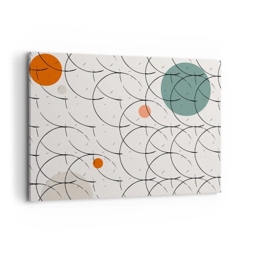 Impression sur toile - Image sur toile - Motif géométrique avec des cercles colorés sur un fond clair - 100x70cm - Dans l'esprit pop art - Décoration murale moderne pour le salon et la chambre ARTTOR