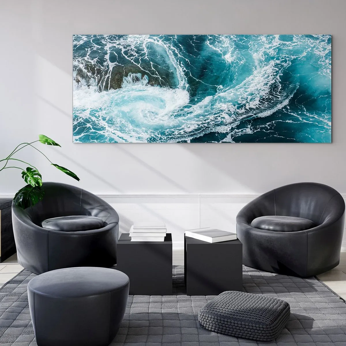 Impression sur verre - Image sur verre - Tourbillon océanique dynamique - 160x50cm - La porte vers le centre de la Terre - Décoration murale moderne pour le salon et la chambre ARTTOR