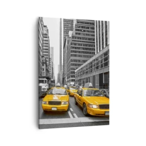 Impression sur toile - Image sur toile - Taxis jaunes dans les rues de New York - 50x70cm - C'est nous qui colorons la ville - Décoration murale moderne pour le salon et la chambre ARTTOR