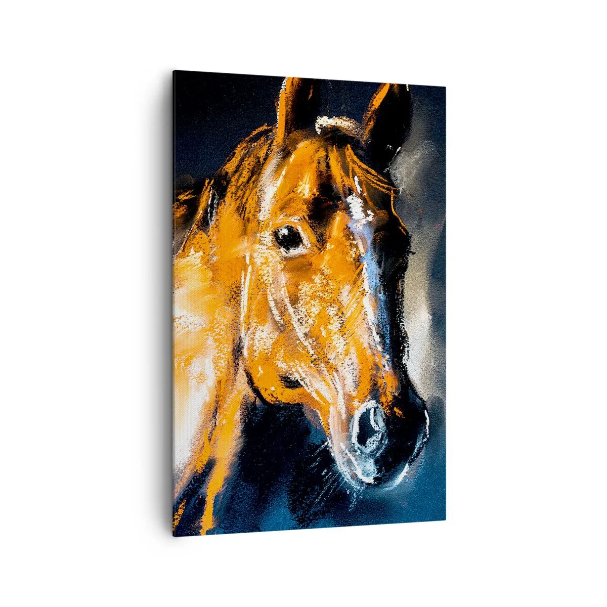 Impression sur toile - Image sur toile - Portrait d'un cheval dans un style pictural dynamique - 80x120cm - Et alors, tu y vas ? - Décoration murale moderne pour le salon et la chambre ARTTOR