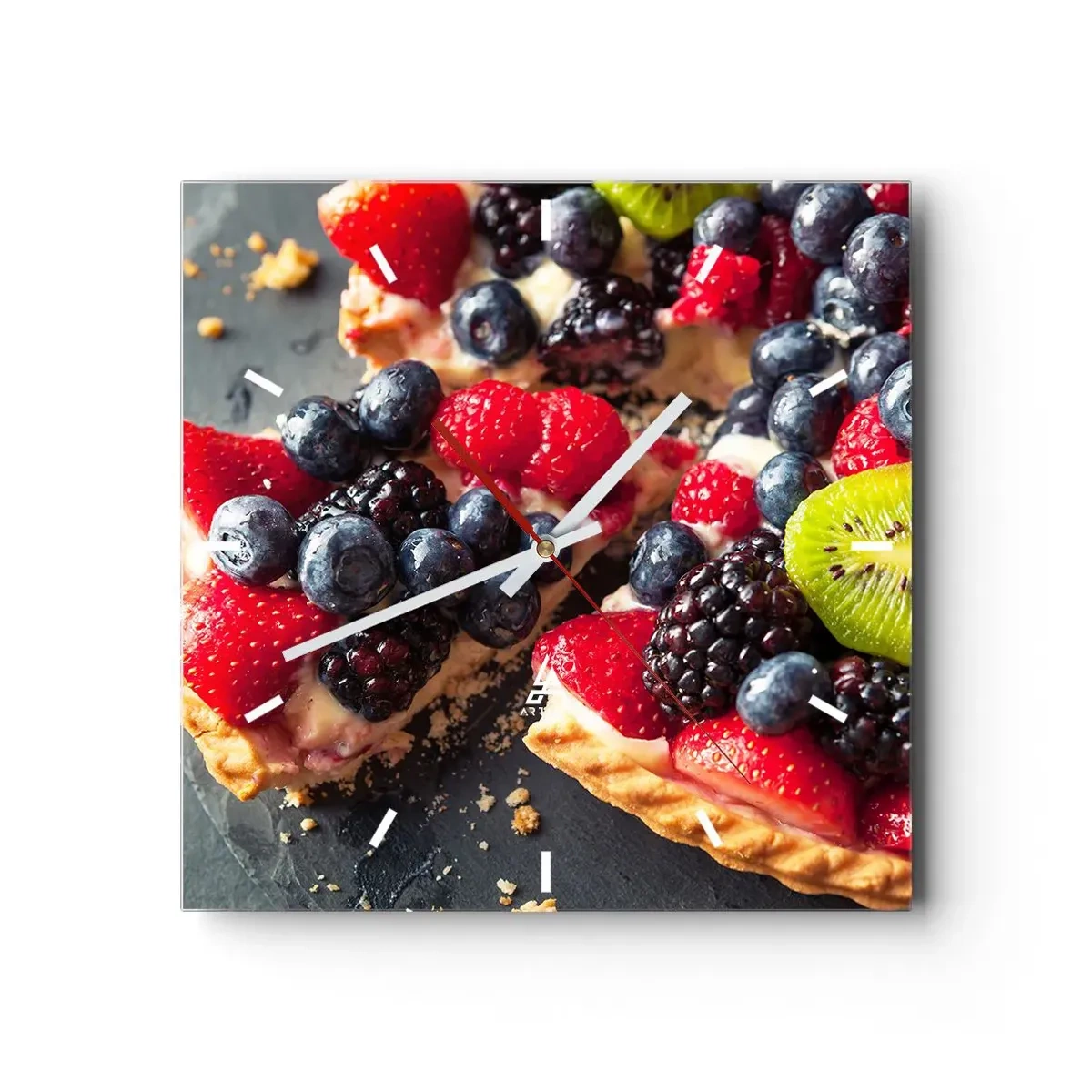 Horloge murale - Pendule murale - Tarte colorée aux fruits et à la crème - 30x30cm - Dolce vita! - Décoration murale moderne pour le salon et la chambre ARTTOR
