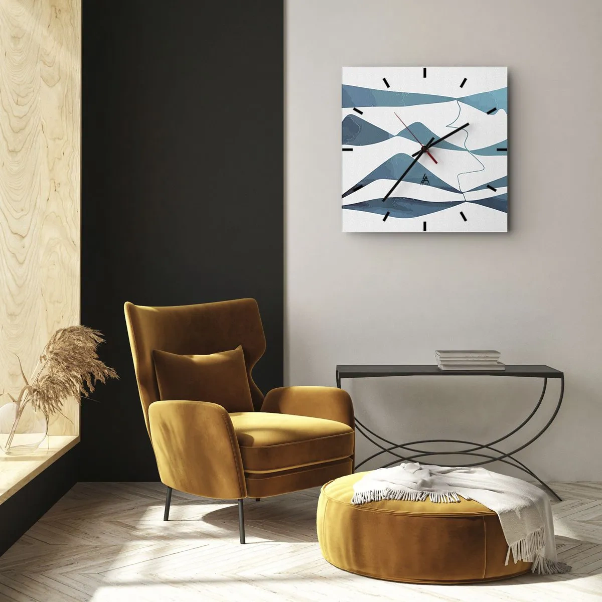 Horloge murale - Pendule murale - Abstraction : composé turquoise - 40x40 cm