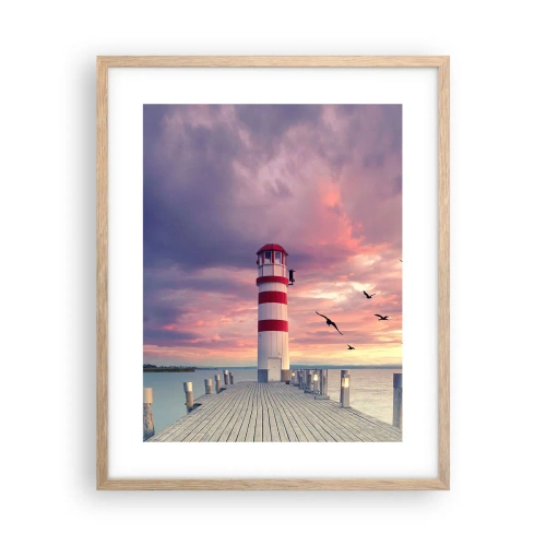 Affiche dans un chêne clair - Poster - C'est l'heure d'aller au port - 40x50 cm