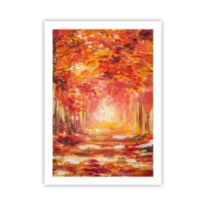 Affiche - Poster - Une avenue pittoresque aux couleurs d'automne - 50x70cm - Forêt de cuivre - Décoration murale moderne pour le salon et la chambre ARTTOR