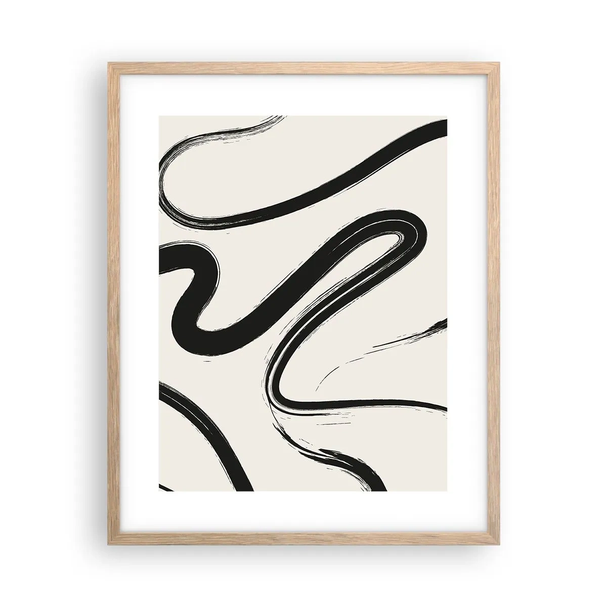 Affiche dans un chêne clair - Poster - Fantaisie en noir et blanc - 40x50 cm