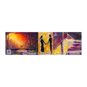 Échantillon de Papier Peint Premium Canvas - Le ciel les aime aussi - Abstraction, Couple d'amoureux, Paysage - 100x30 cm