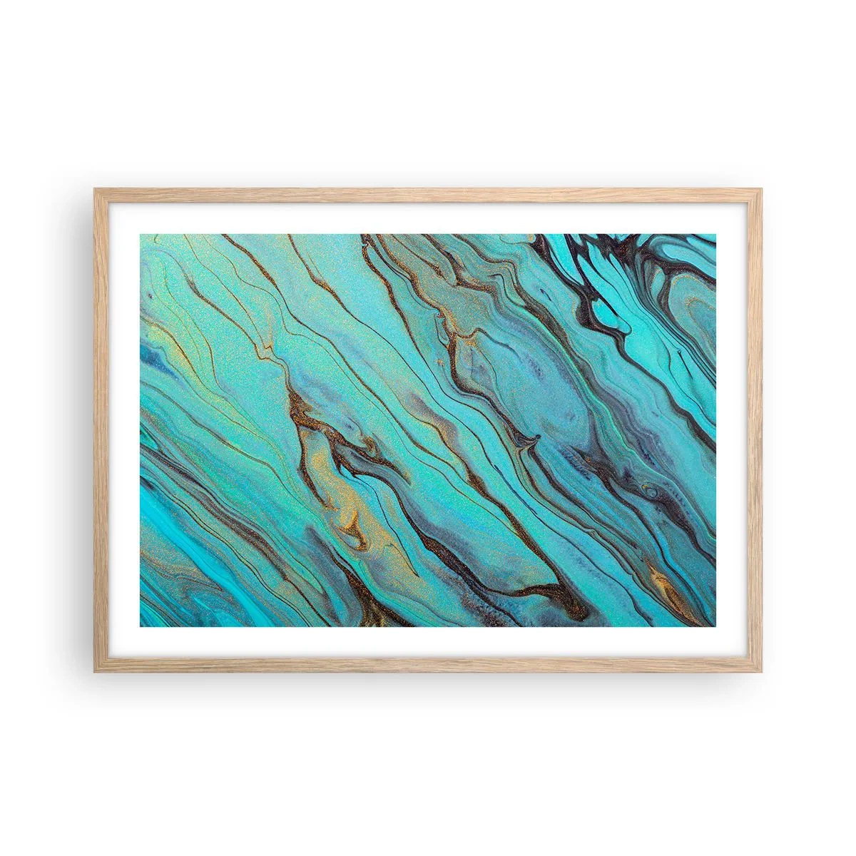 Affiche dans un chêne clair - Poster - Marée turquoise - 70x50 cm