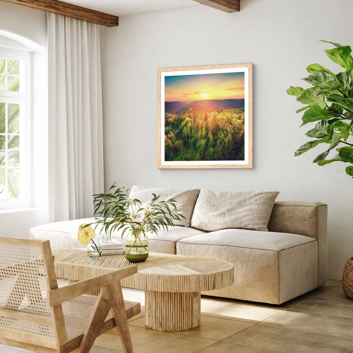 Affiche dans un chêne clair - Poster - Monts et sommets - 60x60 cm