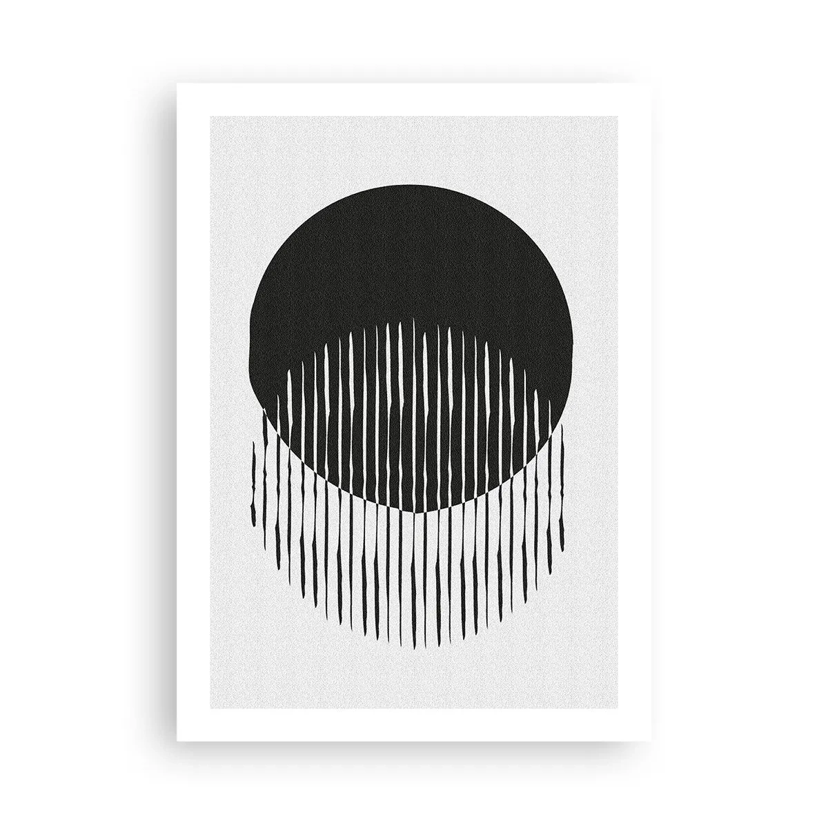 Affiche - Poster - Composition abstraite d'un cercle noir et de lignes verticales - 50x70cm - Son alter ego - Décoration murale moderne pour le salon et la chambre ARTTOR