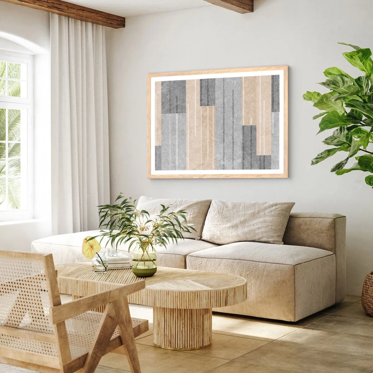 Affiche dans un chêne clair - Poster - Composition : se tenir droit - 100x70 cm