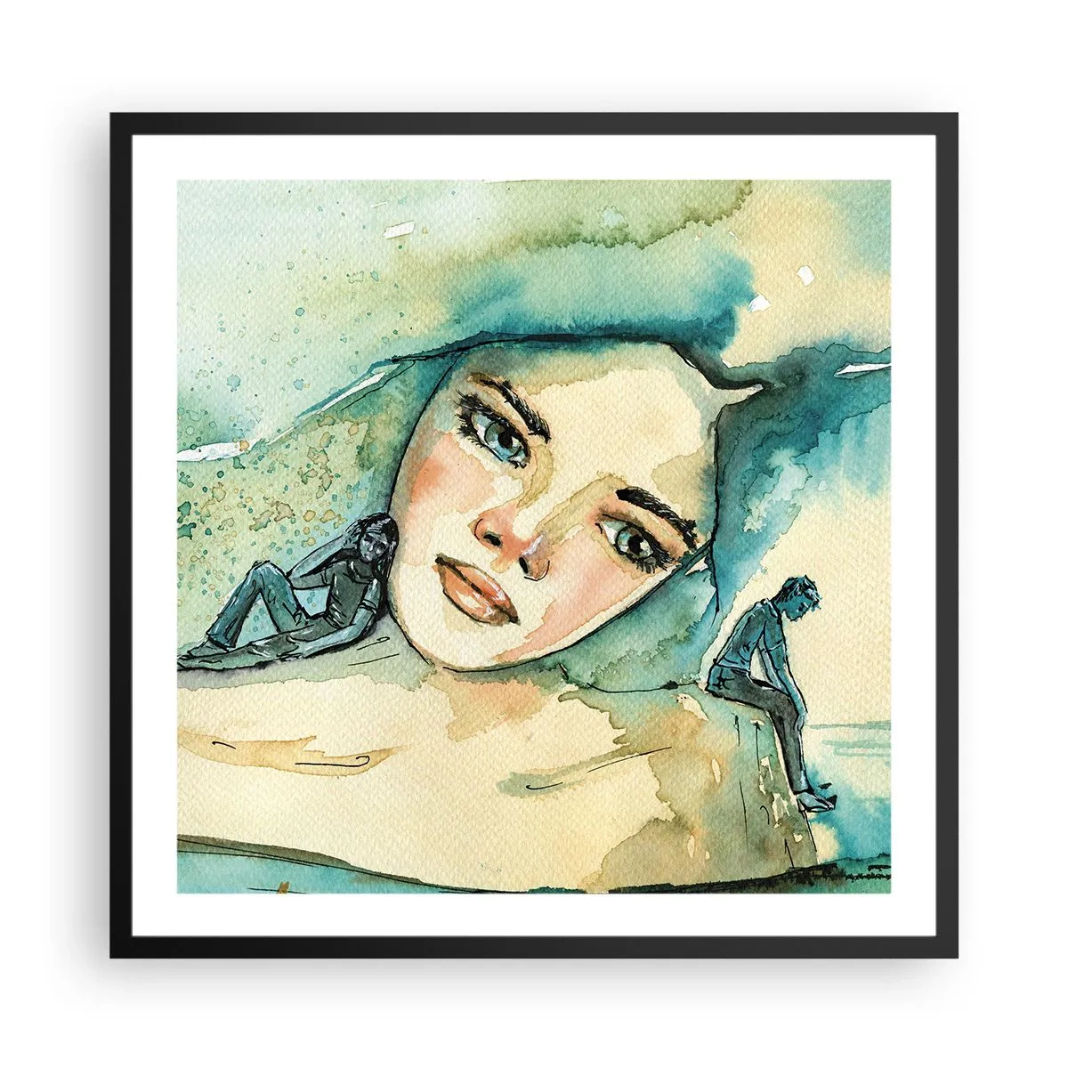 Affiche dans un cadre noir - Poster - Suis-je bleu? - 60x60 cm