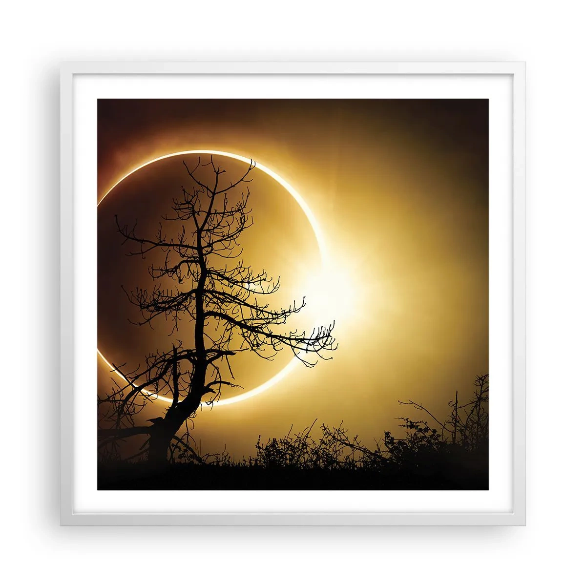 Affiche dans un cadre blanc - Poster - Éclipse totale - 60x60 cm