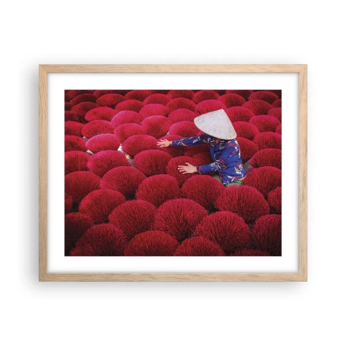 Affiche dans un chêne clair - Poster - Dans un champ de riz - 50x40 cm