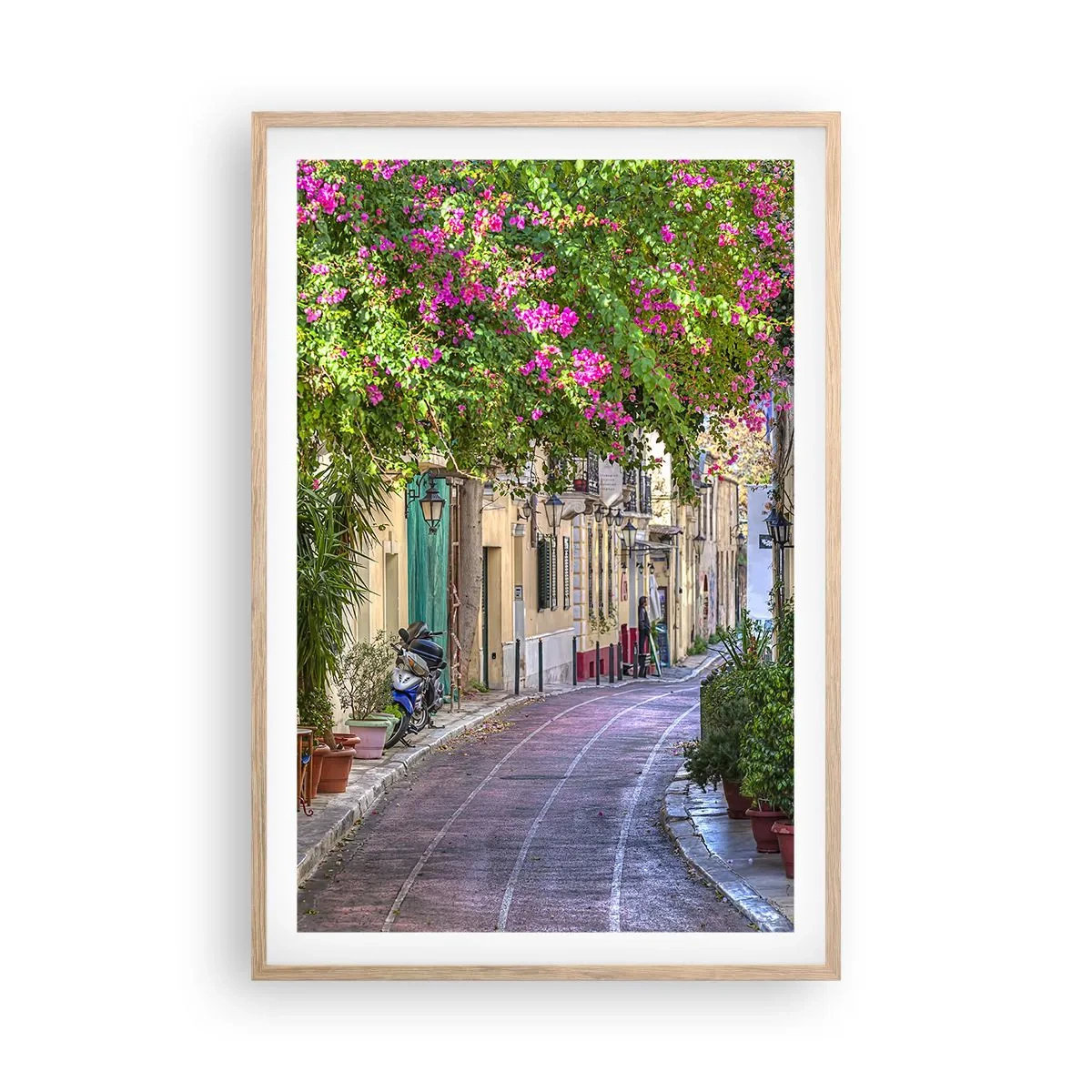 Affiche dans un chêne clair - Poster - Allée fleurie - 61x91 cm