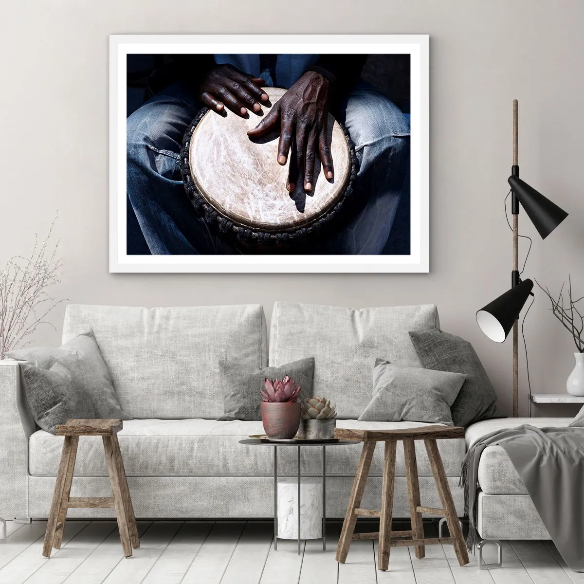 Affiche dans un cadre blanc - Poster - Vis à son rythme - 100x70 cm