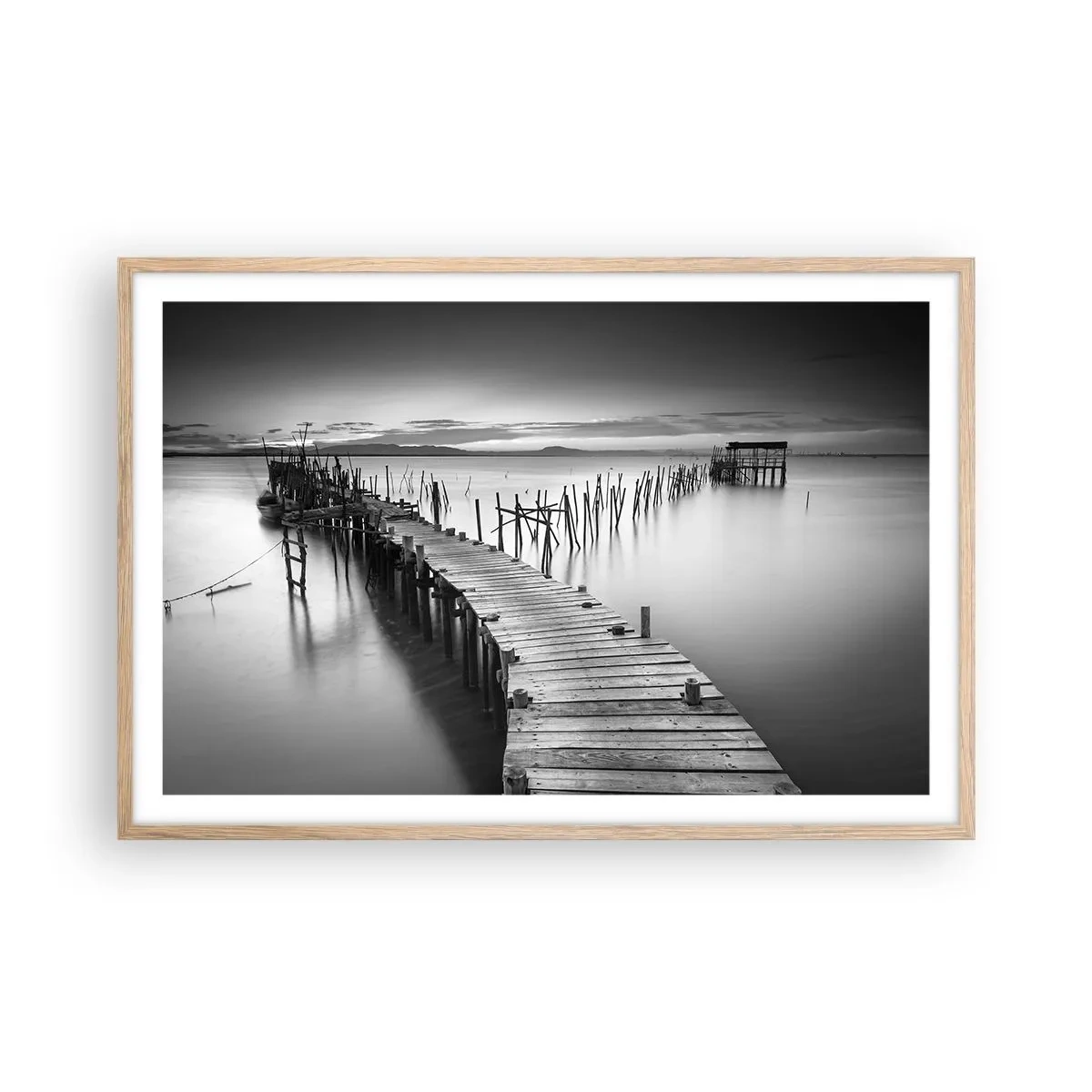 Affiche dans un chêne clair - Poster - La paix d'un rivage oublié - 91x61 cm