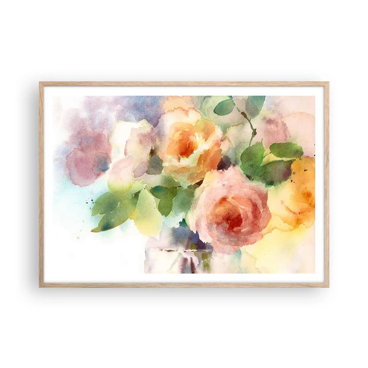 Affiche dans un chêne clair - Poster - Délicat comme l'aquarelle - 100x70 cm