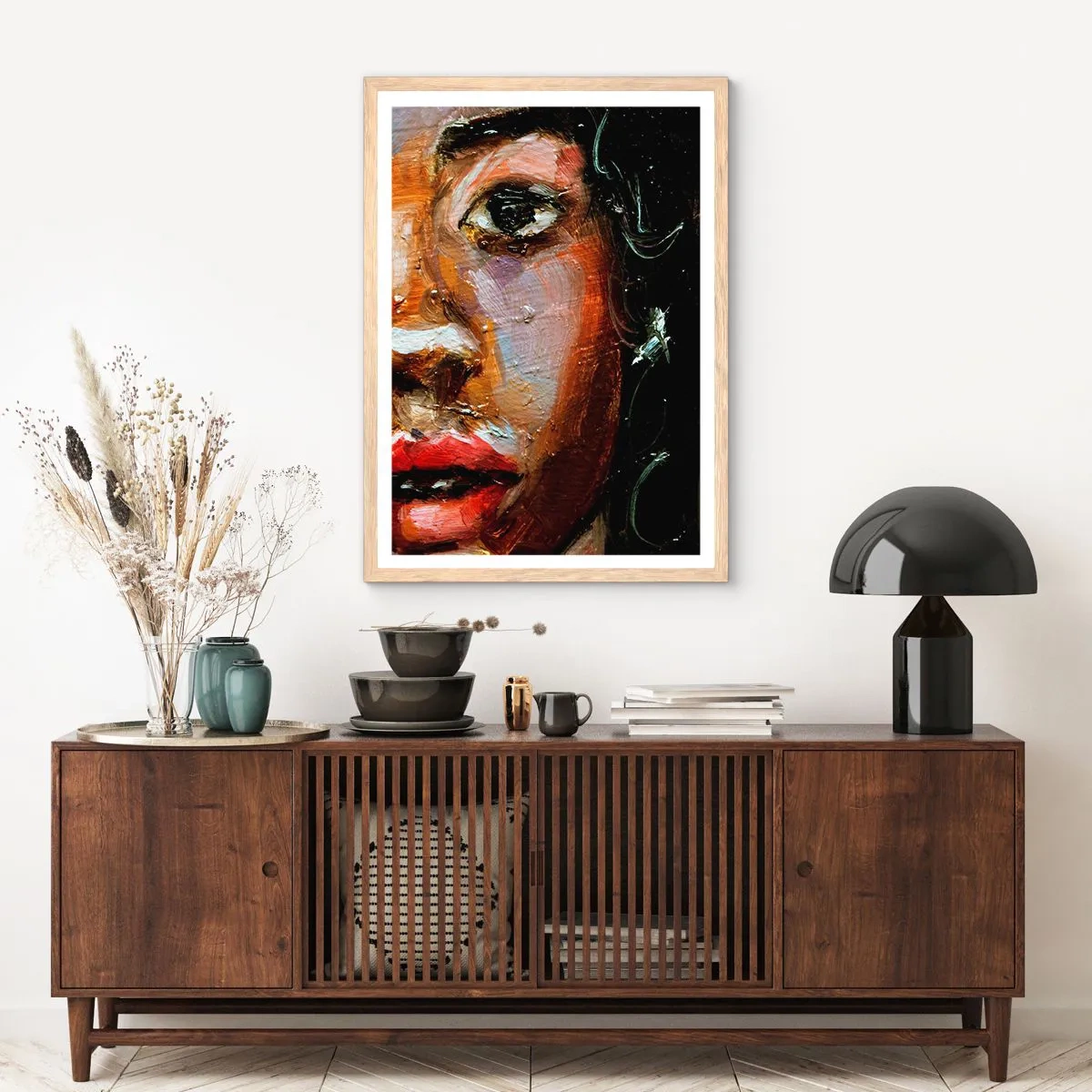 Affiche dans un chêne clair - Poster - Noir et brillant - 30x40 cm