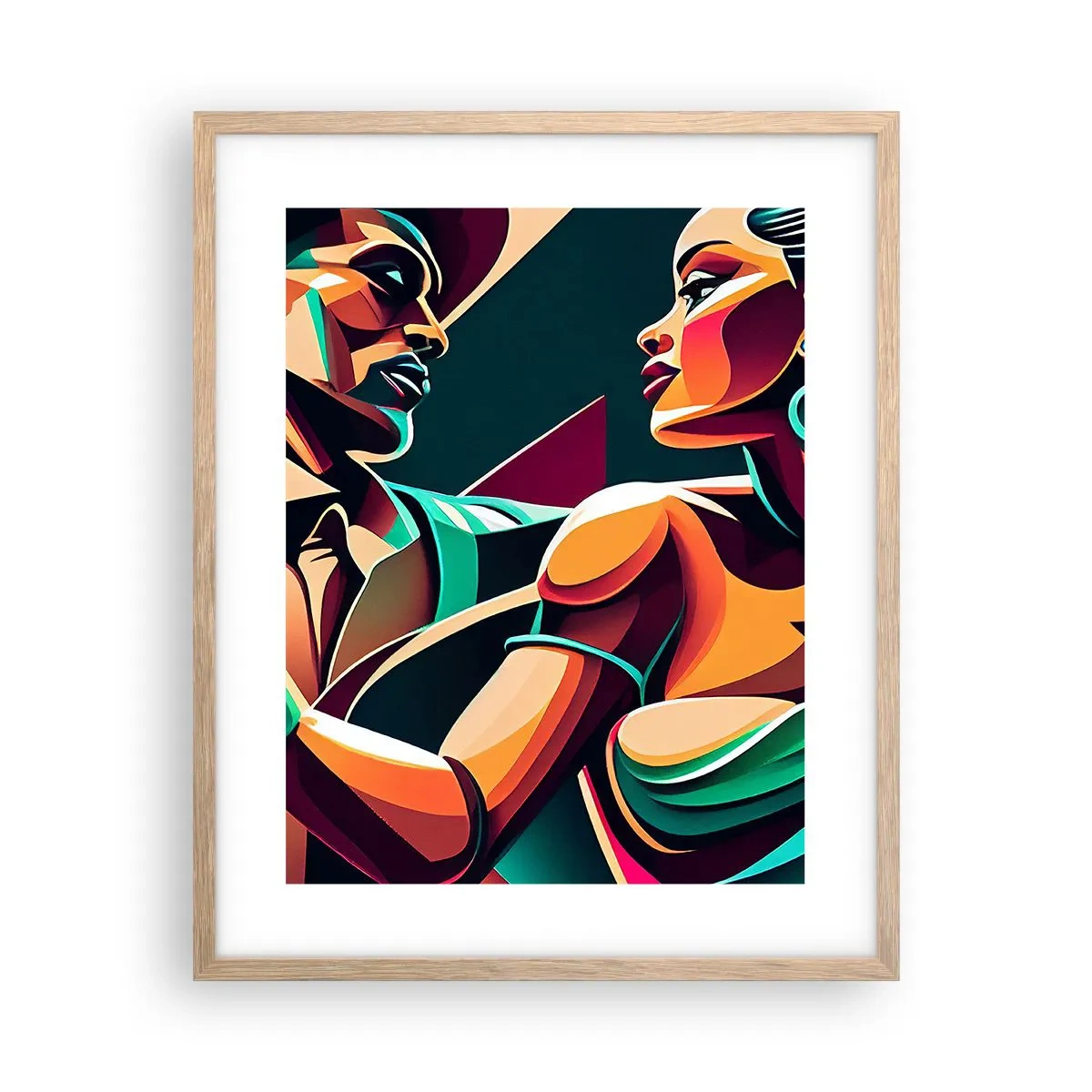 Affiche dans un chêne clair - Poster - Au rythme du coeur - 40x50 cm