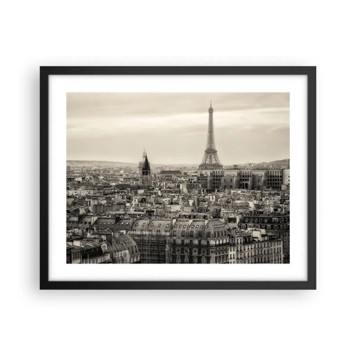 Affiche dans un cadre noir - Poster - Sur les toits de Paris - 50x40 cm