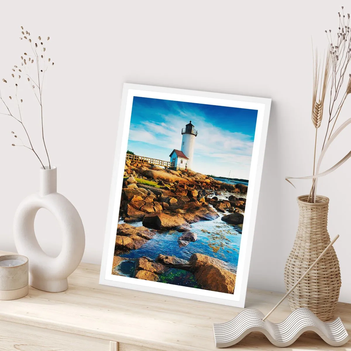 Affiche dans un cadre blanc - Poster - Revenez heureux, j'attends - 50x70 cm