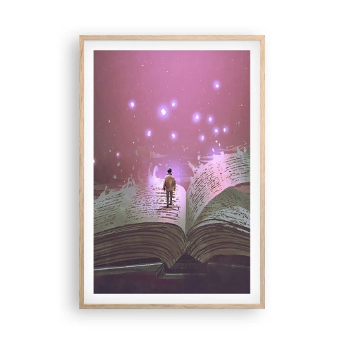 Affiche dans un chêne clair - Poster - Invitation à un autre monde - lisez ! - 61x91 cm