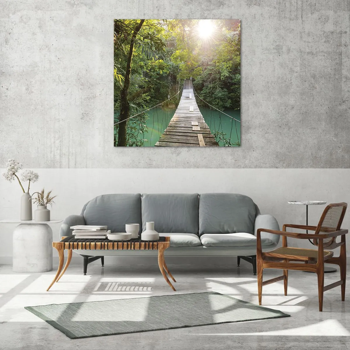 Impression sur verre - Image sur verre - De l'eau azur à la forêt azur - 70x70 cm