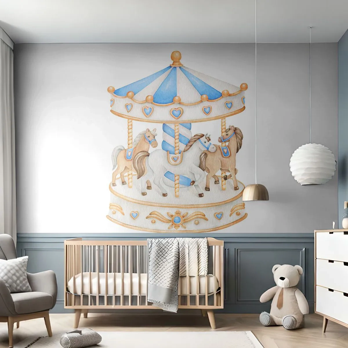 Papier peint sur mesure Premium Canvas - Douce enfance - Les chevaux, Manège, Enfants