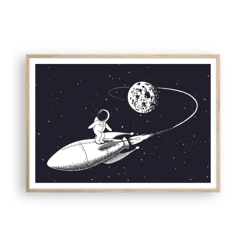 Affiche dans un chêne clair - Poster - Surfeur de l'espace - 100x70 cm