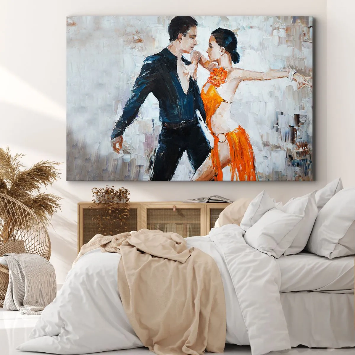 Impression sur toile - Image sur toile - Un couple dynamique dansant dans un style latino-américain. - 70x50cm - Dirty dancing - Décoration murale moderne pour le salon et la chambre ARTTOR