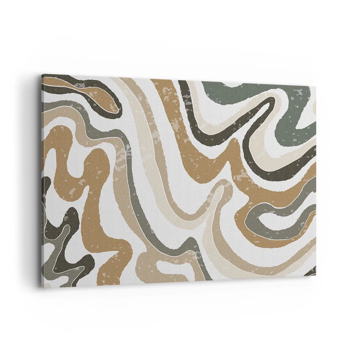 Impression sur toile - Image sur toile - Motifs terreux dans des tons de marron et de vert - 100x70cm - Méandres de couleurs de la terre - Décoration murale moderne pour le salon et la chambre ARTTOR