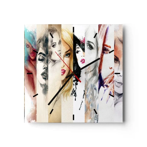 Horloge murale - Pendule murale - Une collection de portraits de femmes dans divers styles artistiques. - 30x30cm - Et c'est toujours TOI - Décoration murale moderne pour le salon et la chambre ARTTOR