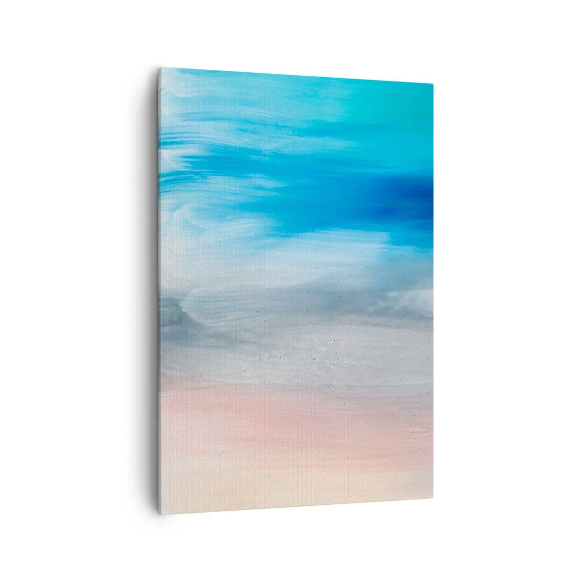 Impression sur toile - Image sur toile - Coups de pinceau abstraits dans des tons de bleu et de rose - 70x100cm - Éléments : air - Décoration murale moderne pour le salon et la chambre ARTTOR