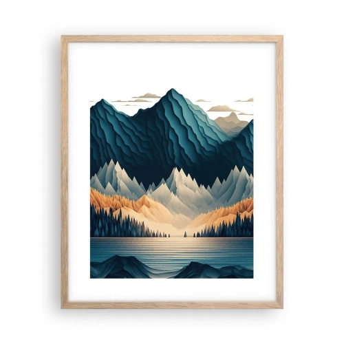 Affiche dans un chêne clair - Poster - Paysage de montagne parfait - 40x50 cm