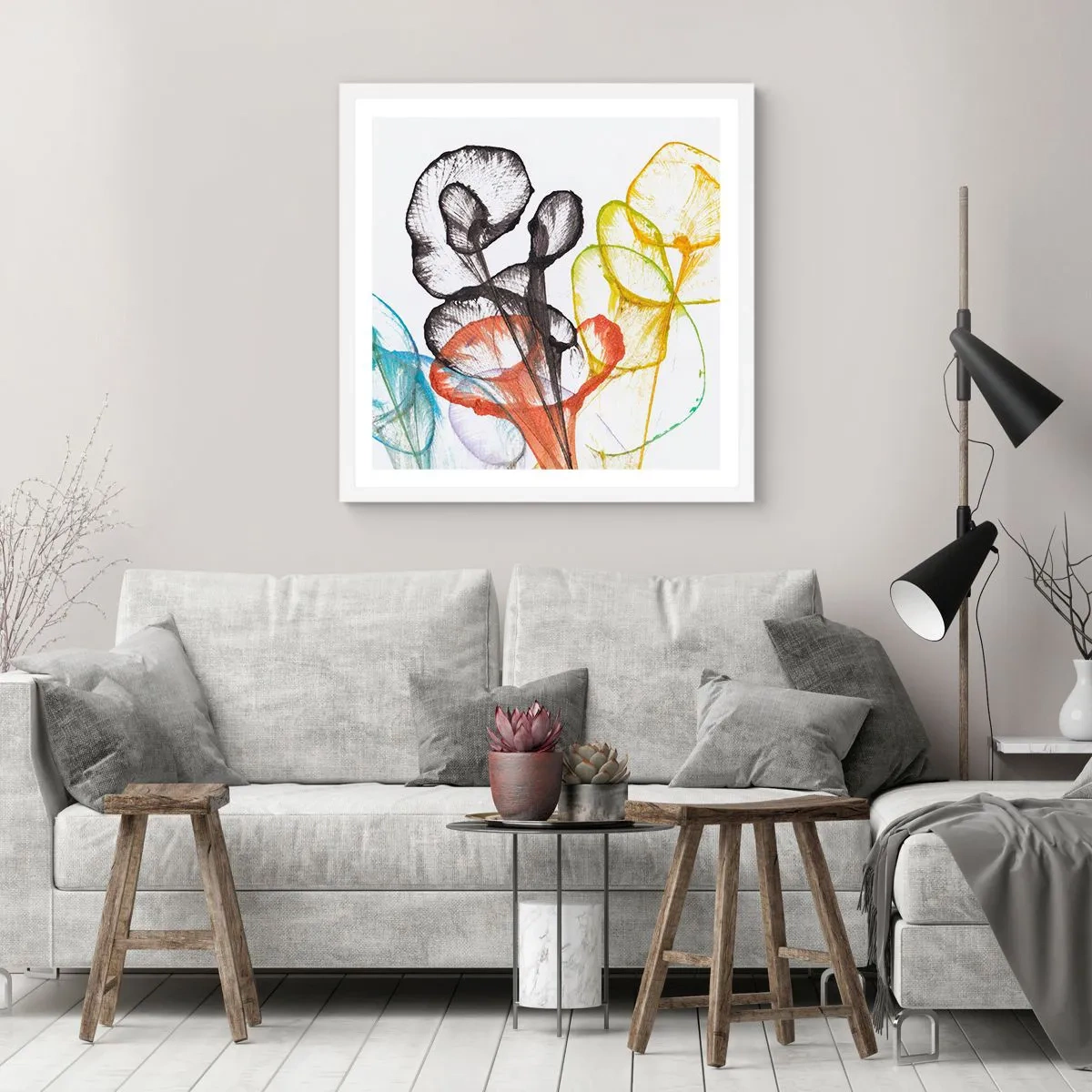 Affiche dans un cadre blanc - Poster - Fleurs avec une âme - 30x30 cm