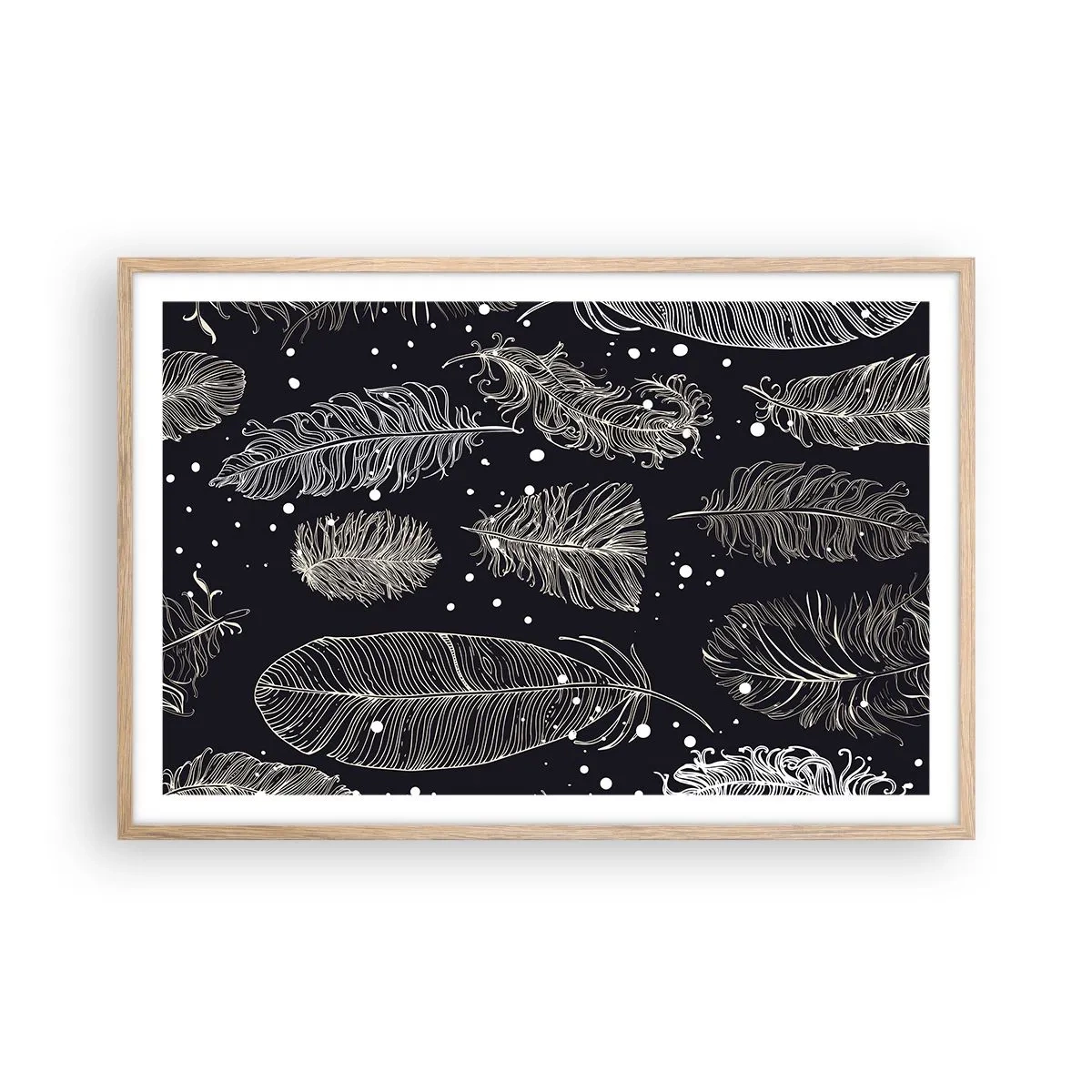 Affiche dans un chêne clair - Poster - Toile de plumes - 91x61 cm