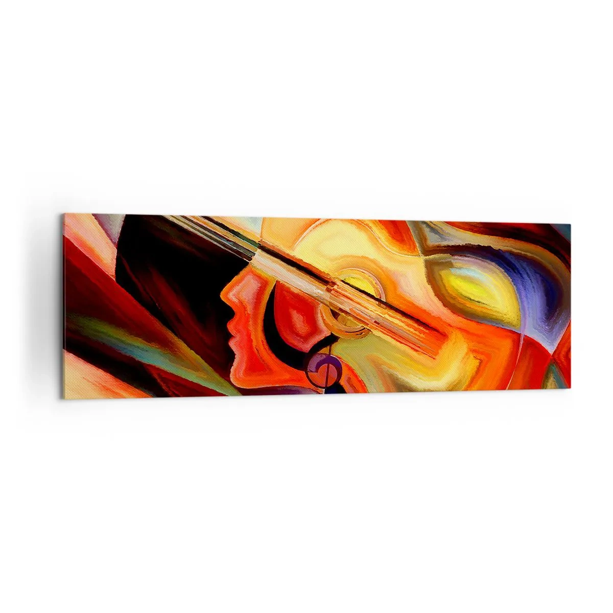 Impression sur toile - Image sur toile - Abstraction colorée inspirée de la musique et de la guitare - 160x50cm - Tout va bien - Décoration murale moderne pour le salon et la chambre ARTTOR