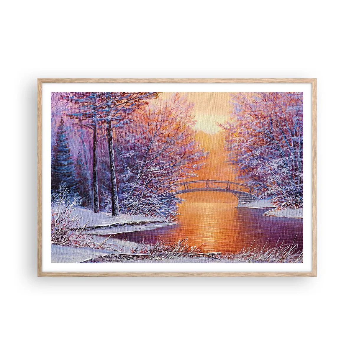 Affiche dans un chêne clair - Poster - On se rencontre ici - 100x70 cm