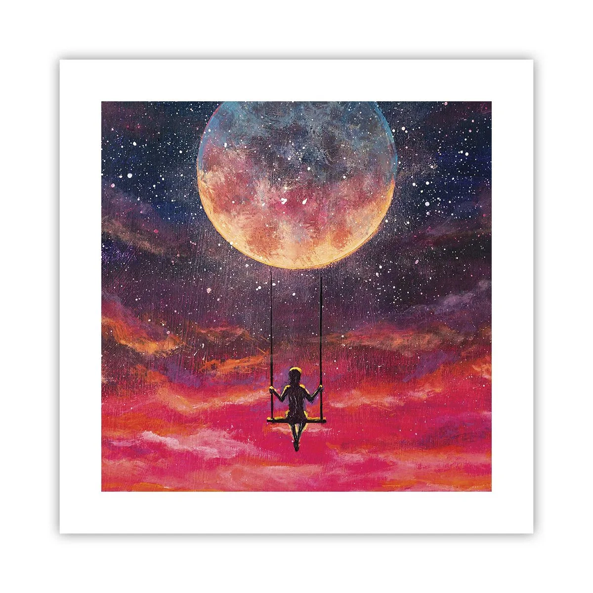 Affiche - Poster - Se balancer dans les nuages - 40x40 cm