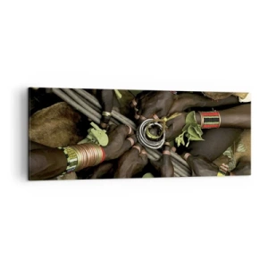 Impression sur toile - Image sur toile - Bracelets de main traditionnels dans un groupe de mains - 140x50cm - Nous sommes ensemble - Décoration murale moderne pour le salon et la chambre ARTTOR