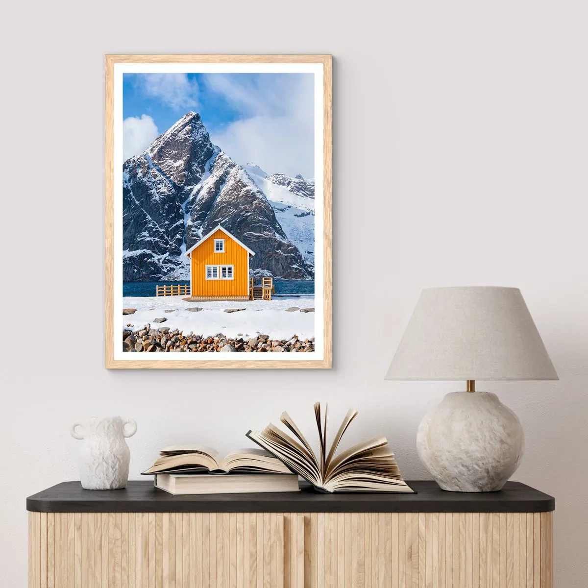 Affiche dans un chêne clair - Poster - Vacances scandinaves - 40x50 cm