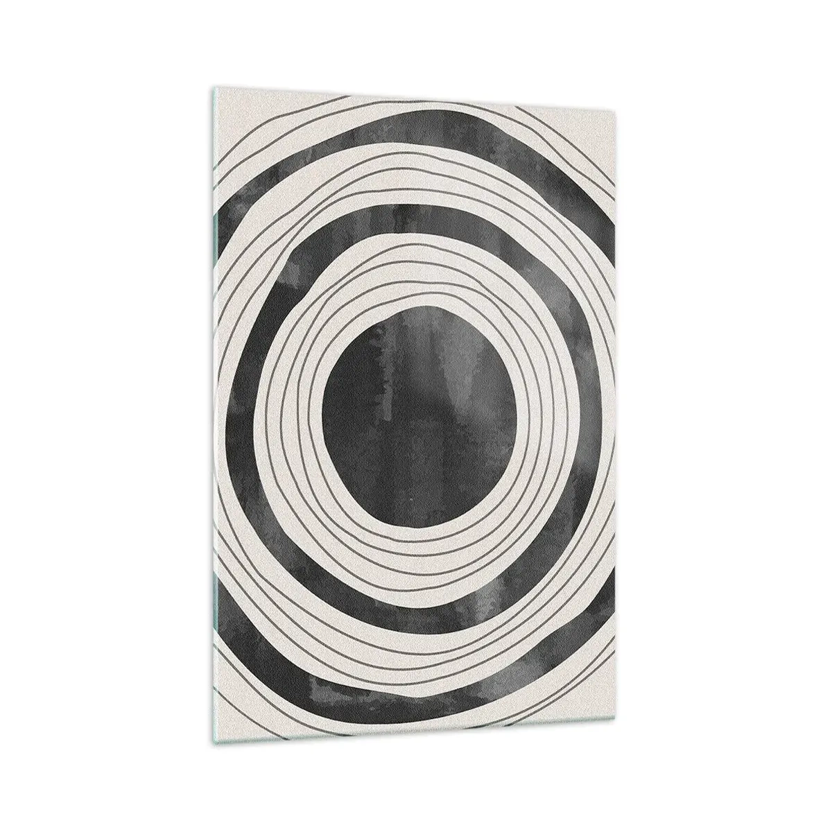 Impression sur verre - Image sur verre - Cercles concentriques noirs et blancs sur fond clair - 70x100cm - Droit au but - Décoration murale moderne pour le salon et la chambre ARTTOR