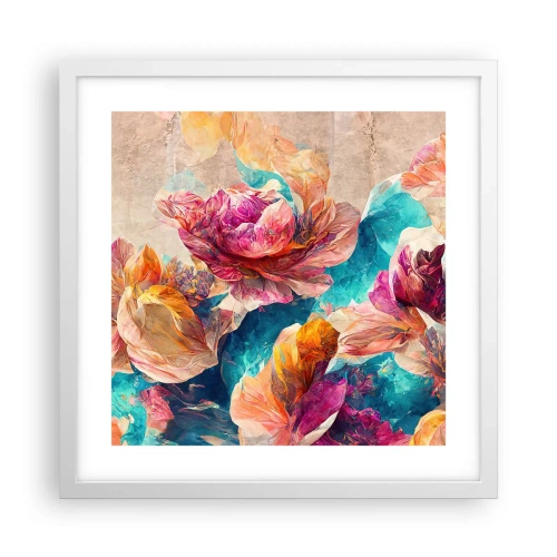 Affiche dans un cadre blanc - Poster - Splendeur colorée du bouquet - 40x40 cm