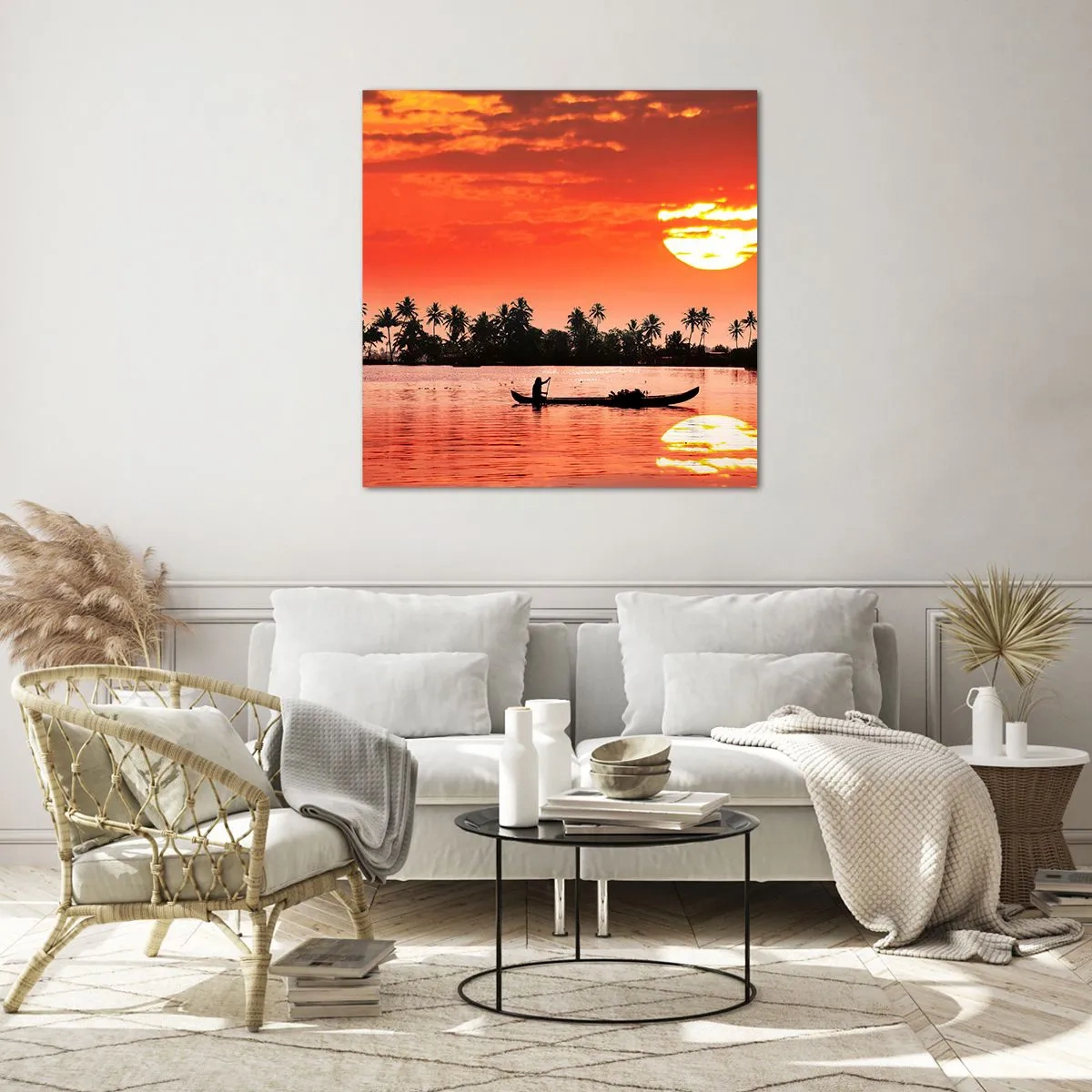 Impression sur verre - Image sur verre - La tranquillité des tropiques au coucher du soleil - 60x60 cm