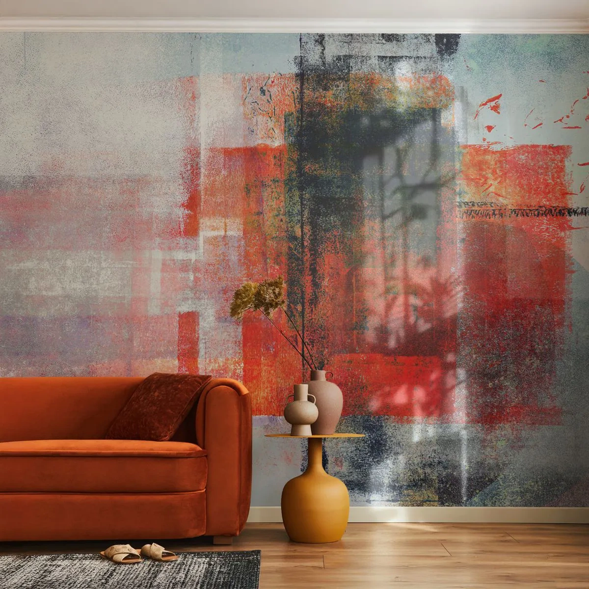 Papier peint sur mesure Premium Sand - Composition embrasée - Morceau, Abstraction, Industriel