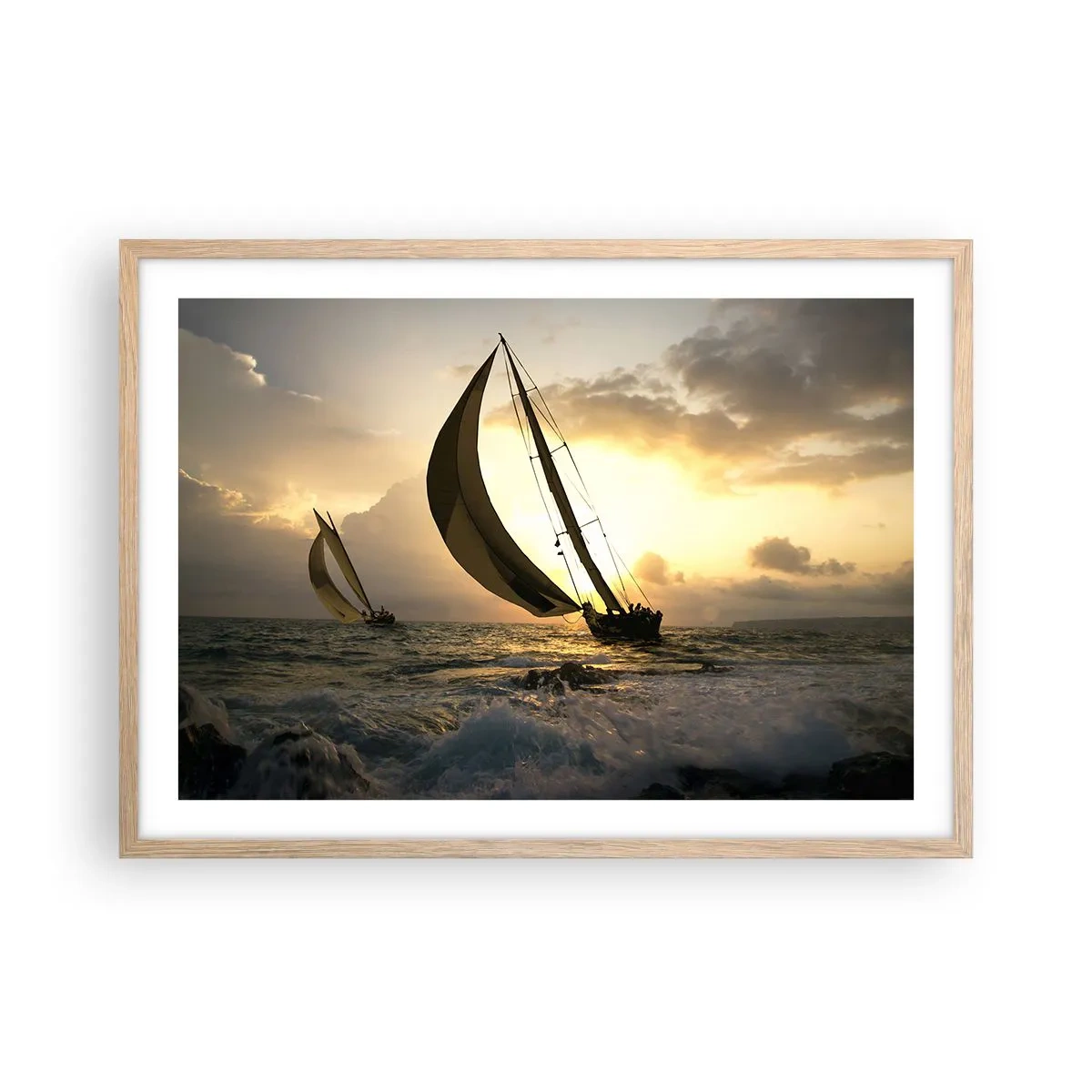 Affiche dans un chêne clair - Poster - Avec le vent et contre le vent - 70x50 cm
