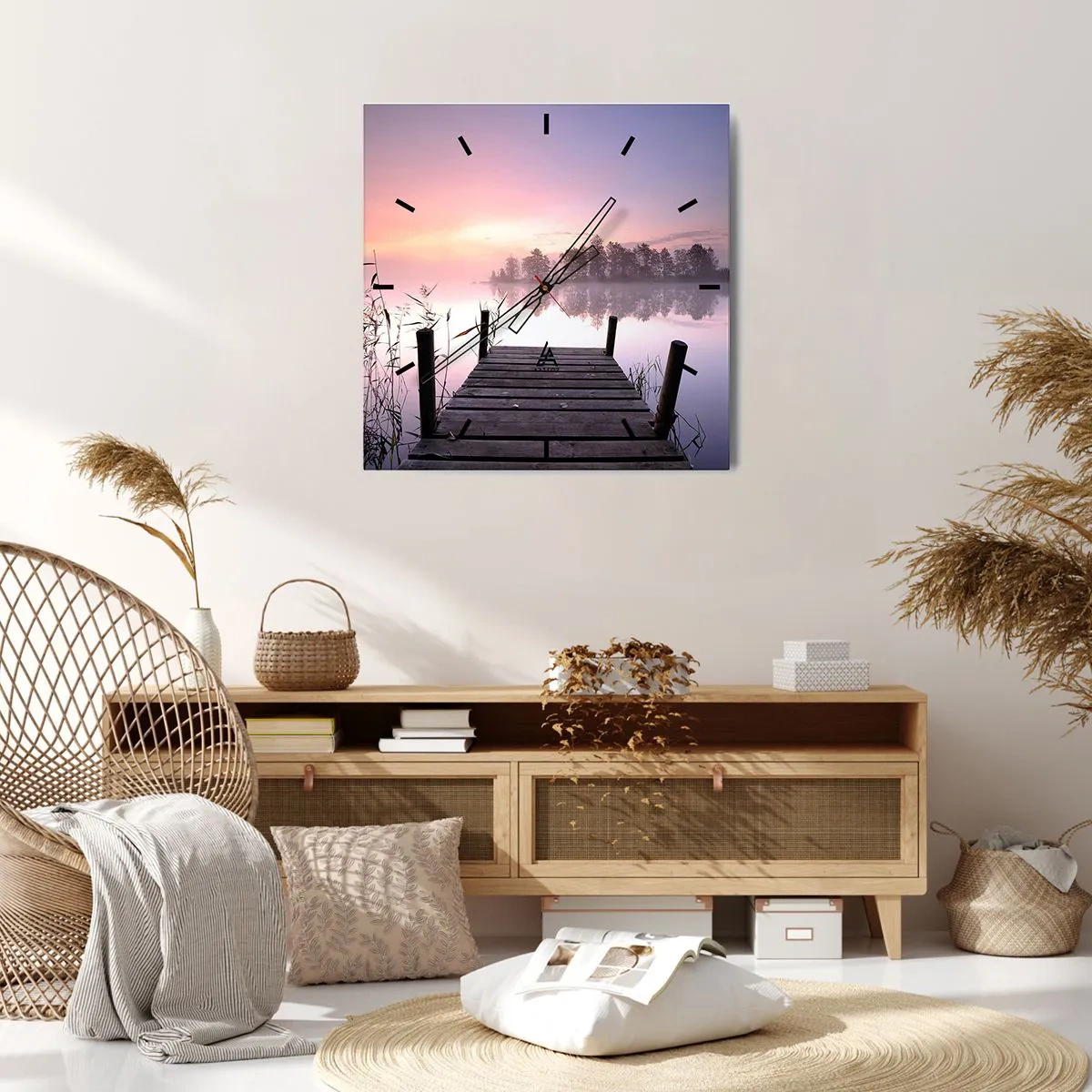 Horloge murale - Pendule murale - De la brume lilas… - 40x40 cm